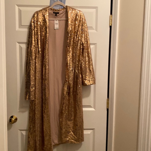 COPY - NWT Woman’s Lane Bryant Shimmering Gold Sequin Robe. - Picture 1 of 6